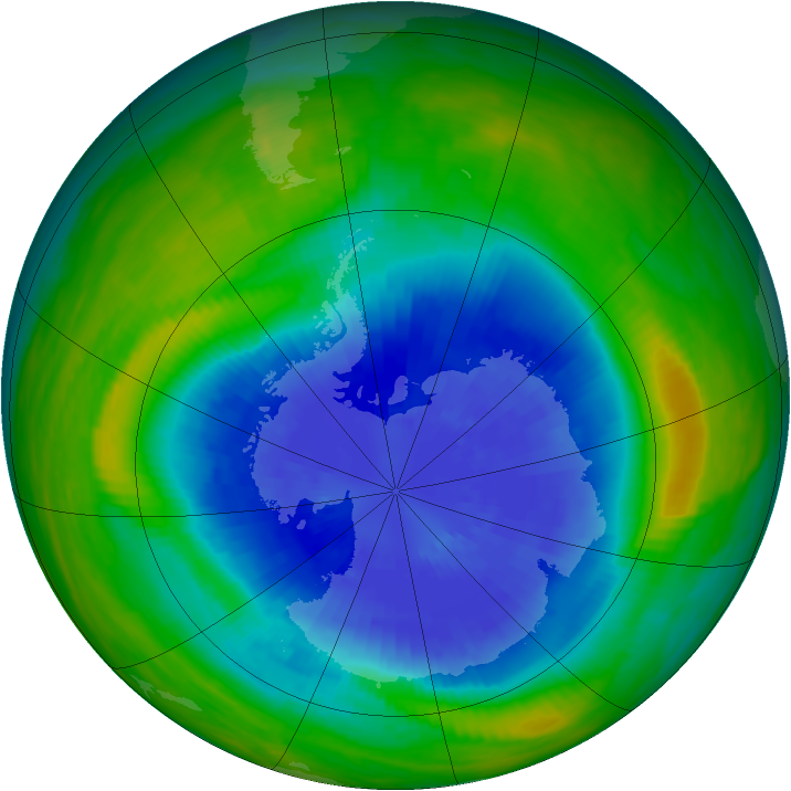 Antarctic ozone map for 20 September 1985